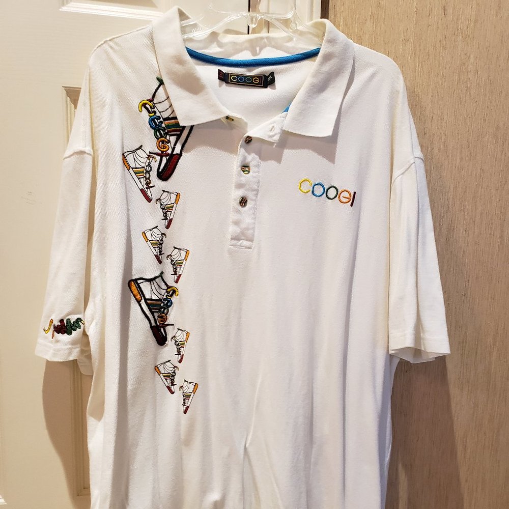 Coogi White Men's Polo Shirt with Basketballs - 3XL